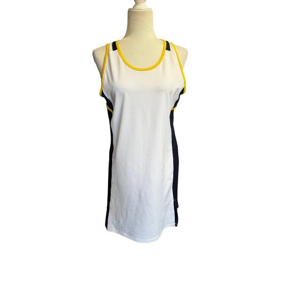 Prince Women's Tennis Match Knit Dress White/Navy/Yellow Trim – Size L - Picture 2 of 7
